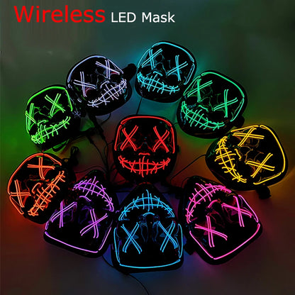 Glow-in-the-Dark LED Purge Mask – Wireless Halloween Horror Party Accessory