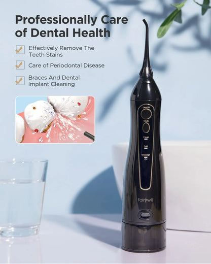 Fairywill Rechargeable Water Flosser: 3-Mode Portable Oral Irrigator with 300ML Tank