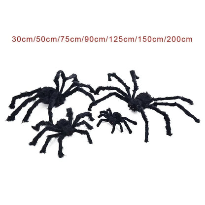 Giant Black Plush Spider – Halloween Haunted House Prop (30cm-200cm) for Indoor/Outdoor Decor