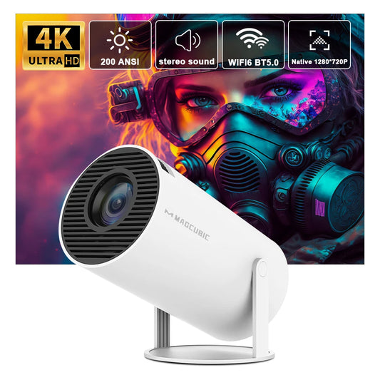Compact and Stylish: Transpeed 4K Android 11 Projector with Dual WiFi6 and 200 ANSI Lumens