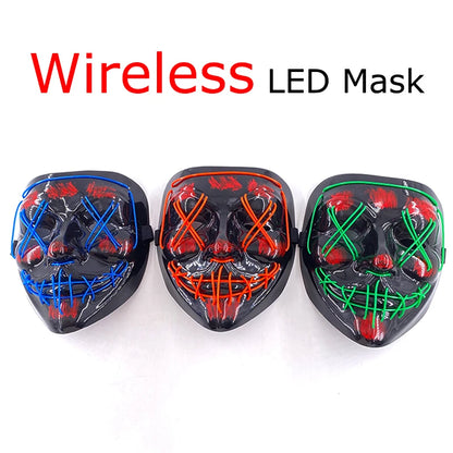 Glow-in-the-Dark LED Purge Mask – Wireless Halloween Horror Party Accessory