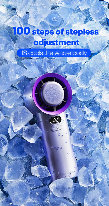 KINSCOTER Portable Handheld Turbo Fan - 100 Speed Settings, Adjustable Mini Electric Fan, Battery Operated Personal Eyelash Fan