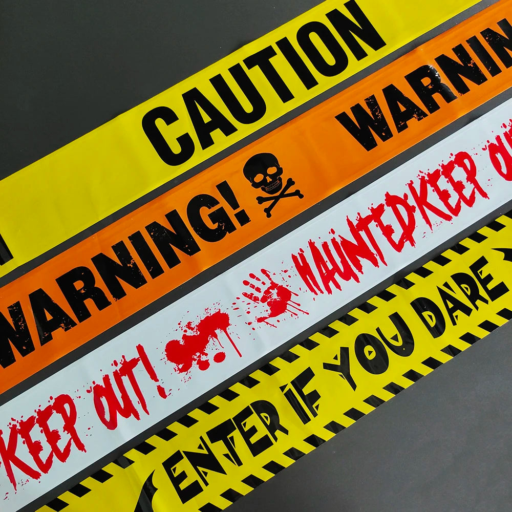 FrightLine 9M Halloween Warning Tape – Danger & Caution Horror Prop