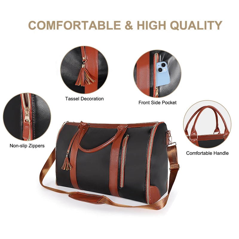 Stylish PU Folding Duffle Bag - High Capacity Travel Organizer