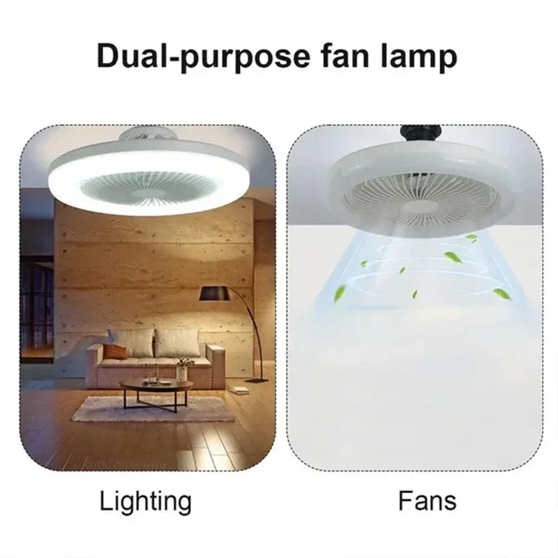 Modern LED Ceiling Fan Light with Remote - 3-Speed E27 Base for Bedroom & Living Room