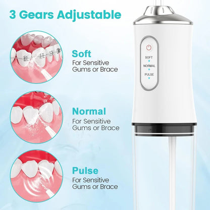 Portable USB Dental Water Flosser | Rechargeable Oral Irrigator with 4 Tips & 220ml Tank