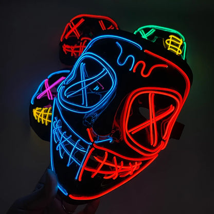 Glow-in-the-Dark LED Purge Mask – Wireless Halloween Horror Party Accessory