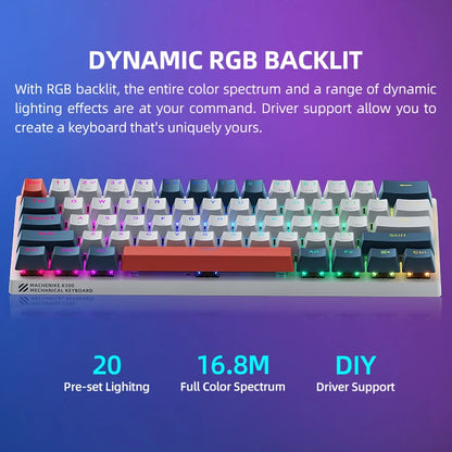 Machenike K500-B61 Mini Mechanical Keyboard: 60% Compact, 61 Hot-Swappable Keys, Wired RGB Gaming Keyboard