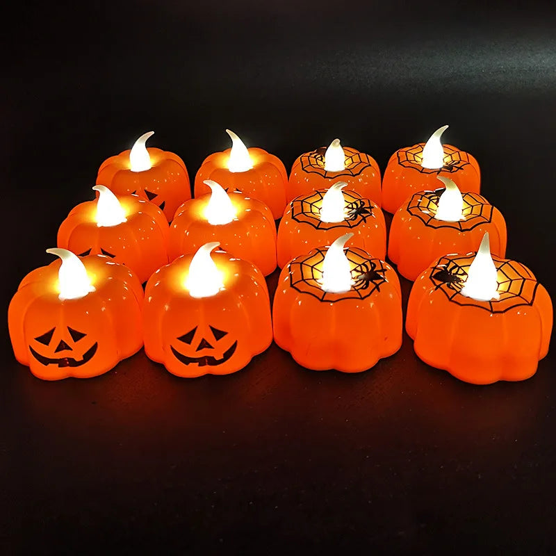 10pcs LED Flickering Pumpkin Lights – Flameless Halloween Party Decor