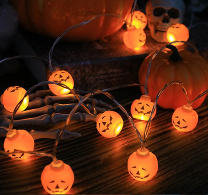 LED Halloween String Lights – Pumpkin, Skull & Eyeball Lanterns for Spooky Decor