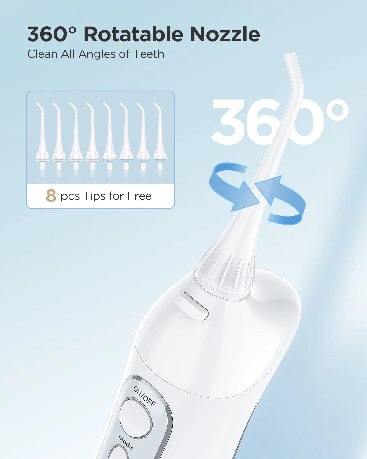 Fairywill Rechargeable Water Flosser: 3-Mode Portable Oral Irrigator with 300ML Tank