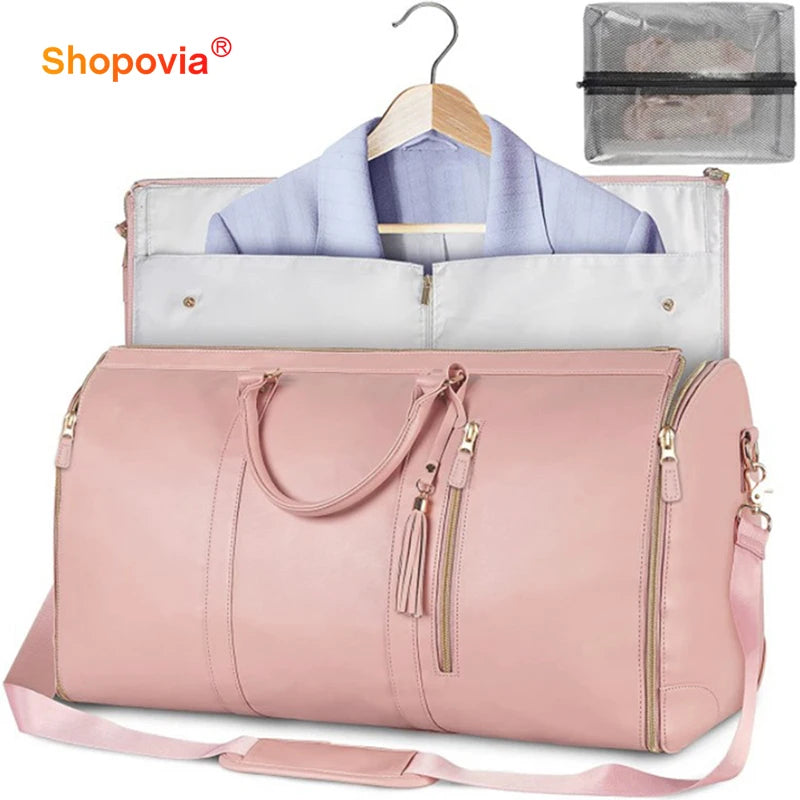 Stylish PU Folding Duffle Bag - High Capacity Travel Organizer