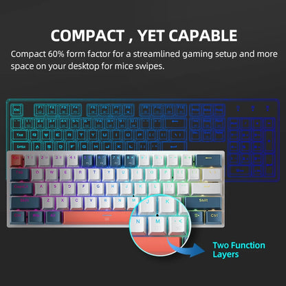 Machenike K500-B61 Mini Mechanical Keyboard: 60% Compact, 61 Hot-Swappable Keys, Wired RGB Gaming Keyboard