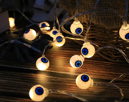 LED Halloween String Lights – Pumpkin, Skull & Eyeball Lanterns for Spooky Decor