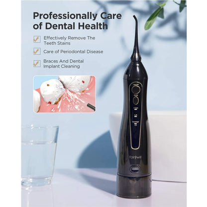 Fairywill Rechargeable Water Flosser: 3-Mode Portable Oral Irrigator with 300ML Tank