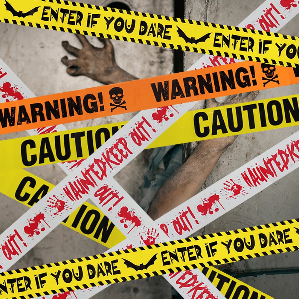 FrightLine 9M Halloween Warning Tape – Danger & Caution Horror Prop