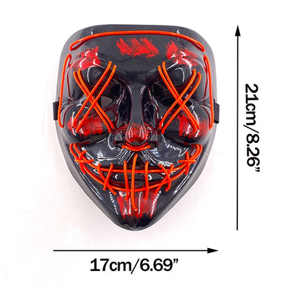 Glow-in-the-Dark LED Purge Mask – Wireless Halloween Horror Party Accessory