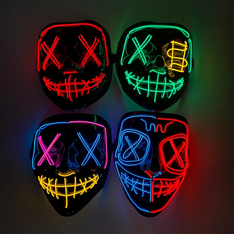 Glow-in-the-Dark LED Purge Mask – Wireless Halloween Horror Party Accessory