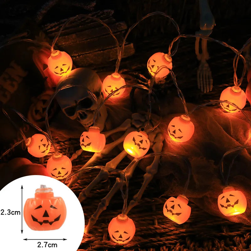 LED Halloween String Lights – Pumpkin, Skull & Eyeball Lanterns for Spooky Decor