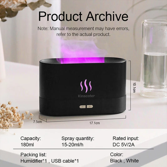 Flame Aroma Diffuser & Air Humidifier With LED Ultrasonic Cool Mist