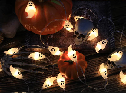 LED Halloween String Lights – Pumpkin, Skull & Eyeball Lanterns for Spooky Decor