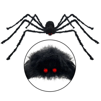 Giant Black Plush Spider – Halloween Haunted House Prop (30cm-200cm) for Indoor/Outdoor Decor