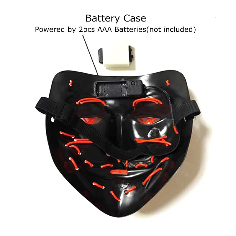 Glow-in-the-Dark LED Purge Mask – Wireless Halloween Horror Party Accessory