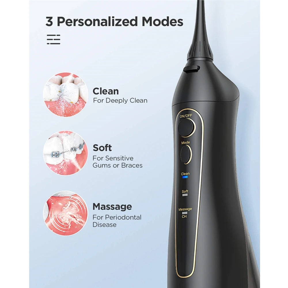 Fairywill Rechargeable Water Flosser: 3-Mode Portable Oral Irrigator with 300ML Tank