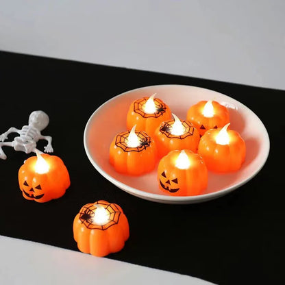 10pcs LED Flickering Pumpkin Lights – Flameless Halloween Party Decor