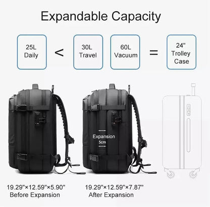 Airback 60L Expandable Vacuum Compression Backpack - Travel & Business Ready