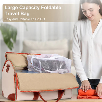 Stylish PU Folding Duffle Bag - High Capacity Travel Organizer