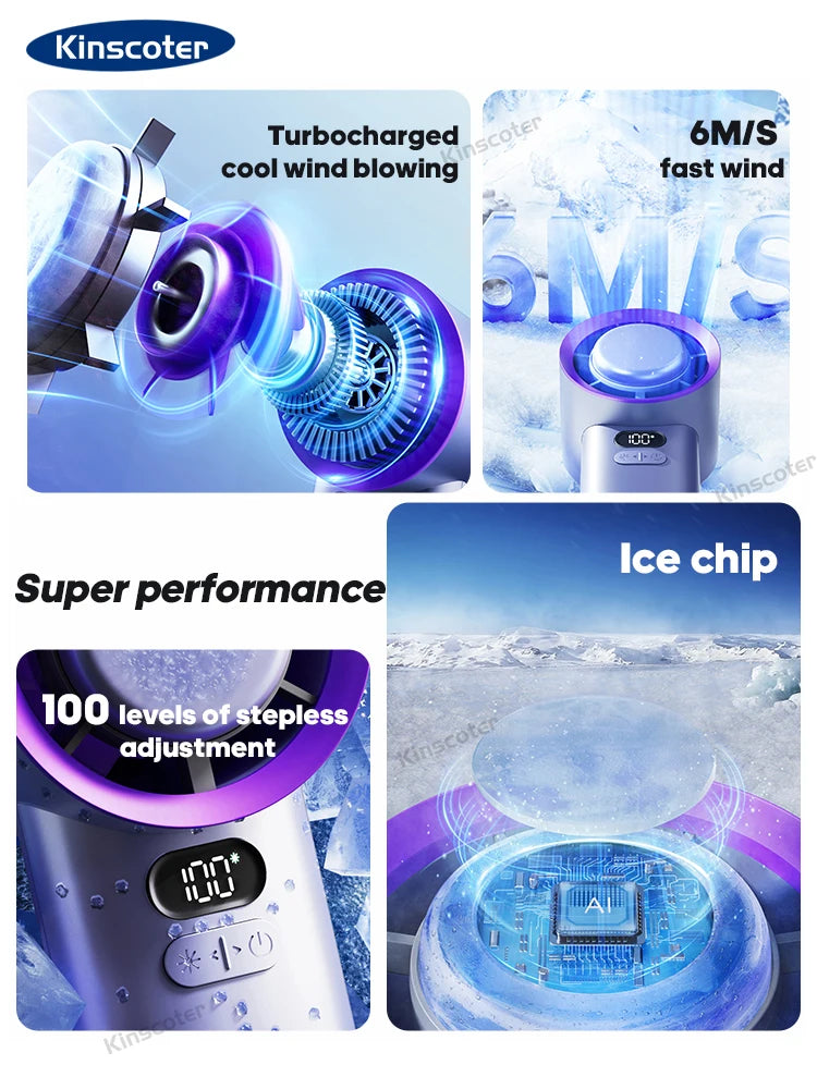 KINSCOTER Portable Handheld Turbo Fan - 100 Speed Settings, Adjustable Mini Electric Fan, Battery Operated Personal Eyelash Fan