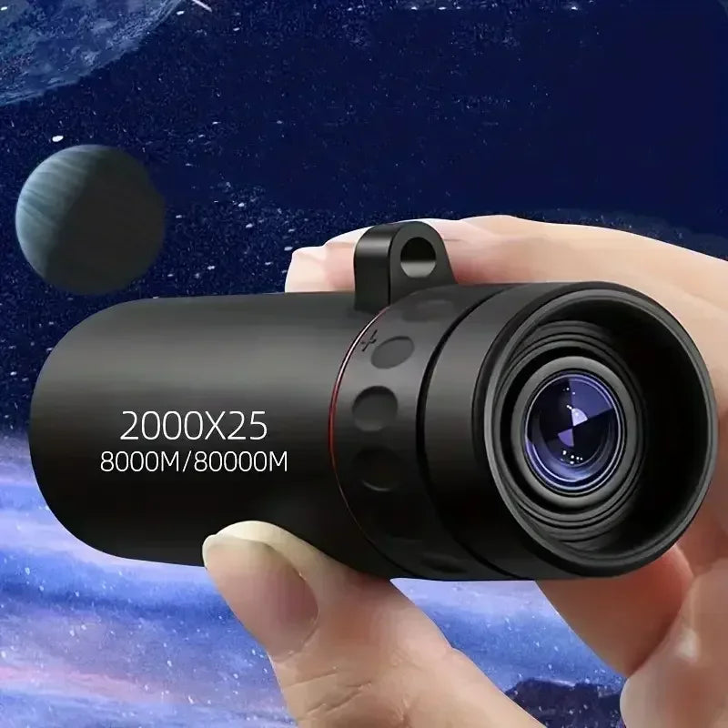 2000x25 HD Monocular Telescope – Portable Mobile Phone Holder for Camping, Hunting, and Birdwatching