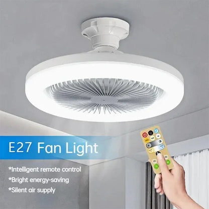 Modern LED Ceiling Fan Light with Remote - 3-Speed E27 Base for Bedroom & Living Room